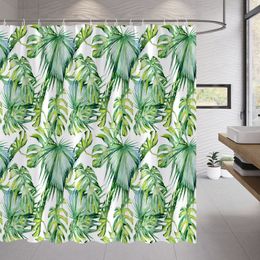 Jungle Plant Leaf Shower Curtains for Bathroom Tropical Leaves Flower Floral Flamingos Palm Trees Home Decor Bath Curtain Hooks