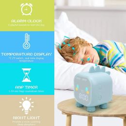 Cute Alarm Clock For Children Dinosaur Digital Led Lamp Night Light Bedside Desktop Kids Sleep Trainier Wake Up Bedside Clock