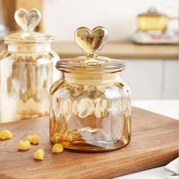 Storage Bottles Modern Heart-shaped Sealed Glass Jar Kitchen Seasoning Coffee Bean Transparent Candy Food Container