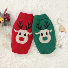 Dog Apparel Puppy Clothes Christmas Sweater Elk Printed Knitwear For Dogs/ Cats Winter Warm Turtleneck Knitted Costume Pet Cat