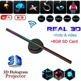 3D Hologram Fan WiFi Projector 25-52cm Led Sign Holographic Advertising Light for Shop Bar Casino Party Advertising Display