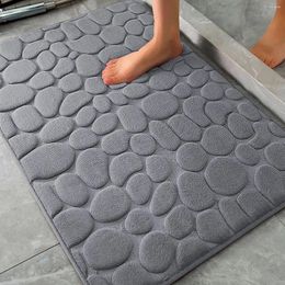 Bath Mats Bathroom Floor Pebble Textured Absorbent Door 3D Embossed Foot Non-slip