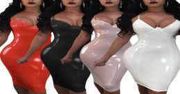 Sexy Faux Leather Lingerie Stripper Wear Latex Cat Costume Erotic Catsuit Pvc Pencil Dress Sex Suit Dancing Clothing WTB2072 M1921312