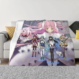 Blankets Puella Magi Madoka Magica Anime Blanket Flannel Decoration Poster Design Portable Home Bedspread