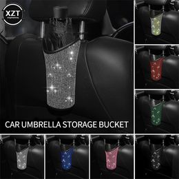 Car Umbrella Holder Storage Box Organizer Barrel Car Hanging Water Bottles Rack Bling Car Accessories for Woman