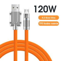 120W 6A Super Fast Charge Liquid Silicone Cable Type-C Charger Data CableWith LED Indicator For Redmi Huawei Samsung Line 1m 2m