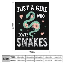 Just A Girl Who Loves Snakes Women Snake Lover Gift Throw Blanket Custom Blanket For Sofa sofa bed Comforter Blanket