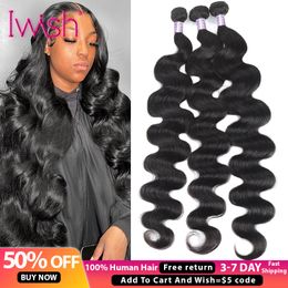 Body Wave Bundles Human Hair Brazilian Weaving Natural Black 3 4 Bundles Deal Virgin Hair 30 32Inch Raw Body Hair Extensions