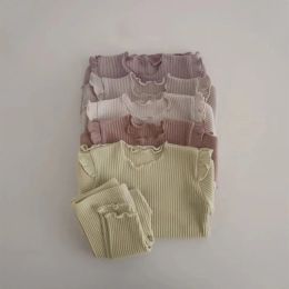 Pants Infant Boy Autumn New Solid Pamas Set Kid Soft Comfortable Tops and Striped Cotton Pants 2pc Suit Girl Simple Suit