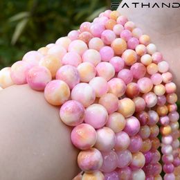 Natural Stone Beads Pink White Yellow Burmese Persian Jades Jaspers Round Loose Bead For Jewellery Making DIY Bracelet 6/8/10/12mm