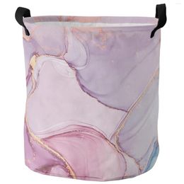 Laundry Bags Marble Gradient Pink Dirty Basket Home Bath Waterproof Clothes Organizer Folding Hamper Storage