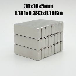 2/5/10/20/50Pcs 30x10x5 Neodymium Magnet 30mm x 10mm x 5mm N35 NdFeB Block Super Powerful Strong Permanent Magnetic imanes