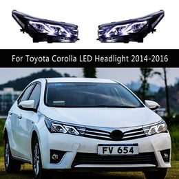 For Toyota Corolla LED Headlight 14-16 Front Lamp DRL Daytime Running Light High Beam Streamer Turn Signal Indicator Headlights