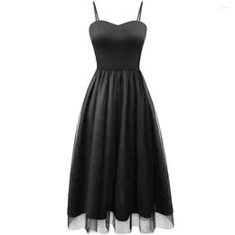 Casual Dresses Summer Women Black Spaghetti Strap V-Neck Retro Vintage 50s 60s Elegant Dress Sexy Rockabilly Party Midi Vestidos