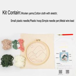 DIY Punch Needle Kit for Beginner, Cute Cat Kitty, Embroidery Poke, Wool Yarn, Handmade Gift for Women and Kids, 3 mm