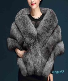 fashion Winter cold weather faux fox fur pashmina super large patchwork wraps bride shawl luxurious warm scarf stole1537481