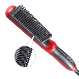 Brushes HQT908B Hair Straightener Durable Electric Straight Hair Comb Brush LCD Heated Ceramic Hair Straightening Brush EU Plug