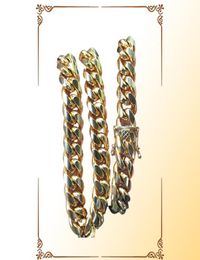 Miami Cuban Link Chain 18K Gold Plated Necklace Men Punk Stainless Steel Jewellery Necklaces2677955