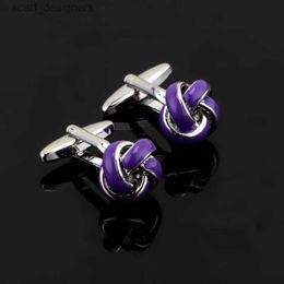 Cuff Links Luxury Jewellery purple twist Cufflink for Mens French Shirt Fashion Brand Cuff botton Wedding High Quality Round knot Cufflinks Y240411