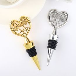 20Pcs/lot Mr and Mrs wedding gift Favours of Love heart Wine Bottle stoppers for Bridal showers and Wine Party Favours for guests