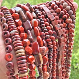 Natural Red Jaspers Stone Beads Faceted Polish Matte Round Loose Spacer Beads for Diy Bracelet Accessories Jewellery Making