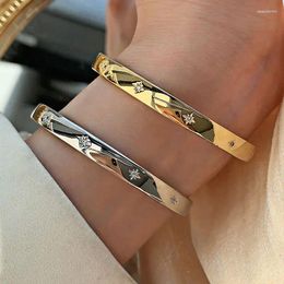 Bangle Minimalist Silver Color Zircons Bracelet For Women Couples Trendy Classic Elegant Geometric Handmade Party Jewelry Gifts