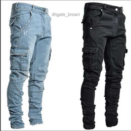 New jeans mens side pocket small foot skinny jeans mens