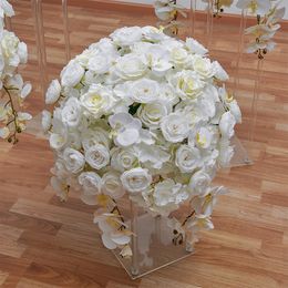 40/60/80cm Wedding Floral Ball Rose Artificial Flower Row Table Centrepiece Welcome Sign White phalaenopsis Flowers Party Props