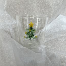 Elegant Christmas Wine Glasses Christmas Tree Glass Cup Decorative Wine Glasses for Holiday Gift Drinking Glass Cup B03E