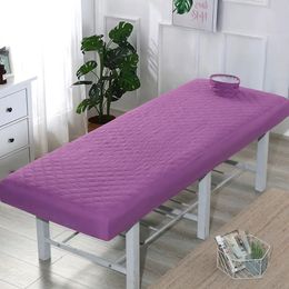 Solid Color Suture Massage Table Bed Fitted Sheet Sweat Full Cover Rubber Band Massage SPA Bed Cover With Face Hole