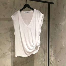 Small Market 2021 Spring/Summer New V-Neck White Slim Fit Irregular Sleeveless V-Neck Versatile T-Shirt Women's Top