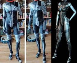 Halloween Adults Female Mass Effect Femshep N7 Armour Cosplay Costumes Superhero Zentai Suit Bodysuit Kids Party Jumpsuits
