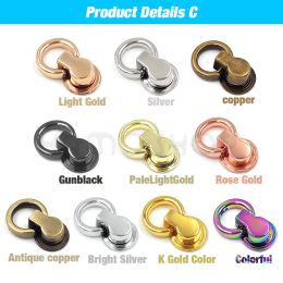 4pcs Metal Rotating Head Belt Ring Bag Screwback Clothes Buckle Ring Removable For Leathercraft Phone Case Hardware Accessories