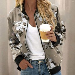 Women's Jackets Womens Casual Daily Lightweight Zip Up Jacket Leopard Floral Print Coat Stand Short Sports Outwear Zipper Tops