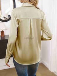 Women's Blouses Shirts Spring Autumn Casual Blouse Long Sleeve Elegant Women Tops Single Row Button Women Clothes Streetwear Women yellow blue Shirt 240411