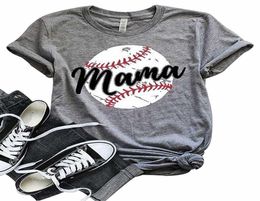 Drop Women Baseball Mom Mama Letter Print T Shirt Short Sleeve Tops Tee Plus Size T Shirt For 2019 Casual Women T Shirt Y6199000