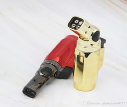 Movable Nozzle 4 Jet Flame Torch Lighters Butane Scorch Flame Chef Cooking Refillable Butane Gas Cigarette Cigar Lighter for Smoki2513496