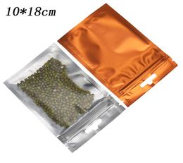 100 Pieces Frosted Zip Lock Orange Aluminium Foil Plastic Storage Bag 10x18cm Self Seal Mylar Zipper Bean Dried Food Packaging Poly5213914