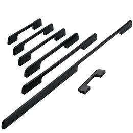 KK&FING 1PC Modern Kitchen Handles Furniture Black Aluminium Home Improvement Wardrobe Cupboard Drawer Handle Furniture Hardware