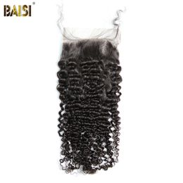BAISI Peruvian Curly 5x5 Light Brown Swiss Lace Closure Pre-Plucked Nature Hairline 100% Human Hair