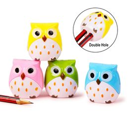 Kawaii Owl Double Hole Pencil Sharpener 4.6x4.2cm Creative Cute School Student Stationery For Art Drawing Sketch Tool Kids Gift