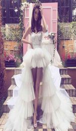 Fashion High Low Tutu Skirt for Women Tiered Ruffled Tulle Prom Party Gown Layered Puffy Maxi Hi Wedding Skirts 2105277813172