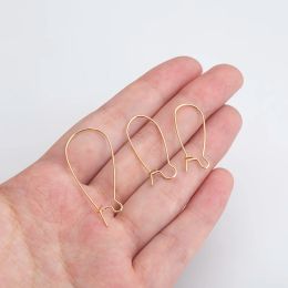 20Pcs Brass 18K Real Gold Plated Kidney Ear Wire Earring Hooks Component Diy Earrings Making For Jewellery Supplies Accessories