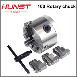 HUNST Rotary Attachment Dia.100mm Device Fixture Gripper Three Chuck Rotary Worktable for Laser Marking Parts Machine