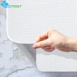 Wallpapers 3D Linen Self-Adhesive White Wallpaper Moisture-Proof Waterproof Wall Decoration Living Room Bedroom Background Renovation Film