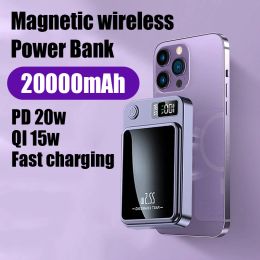 Cases 20000mAh Magnetic Wireless Power Bank PD20W MagSafe Powerbank External Auxiliary Battery Charge For iphone 15 12 13 14 Pro Max