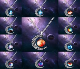 Necklaces Pendant Elements Fashion Korean Jewelry Cheap New Vintage Starry Moon Outer Space Universe Gemstone Pendant Necklaces2046897