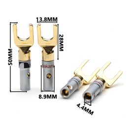 8/12pcs Gold Plated Y/U Shape Banana Plugs Set Cable Wire Connector Fork Spade Speaker Hifi Banana Plug Adapter Audio Terminals