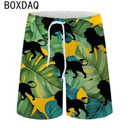 Men Casual Beach Shorts Plus Size 3D Animal Print Swim Shorts Elastic Waist Drawstring Quick Drying Swimming Trunks 2023 New