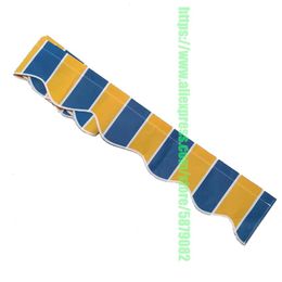 Retractable Patio Awning Fabric 13x10Ft Replacement Canopy Yellow+Blue Strips Yard Garden Deck Shade DIY Shelter Top